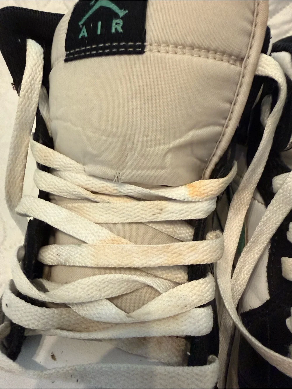 Jordan Men’s High-Top Sneakers in White, Black & Mint Green